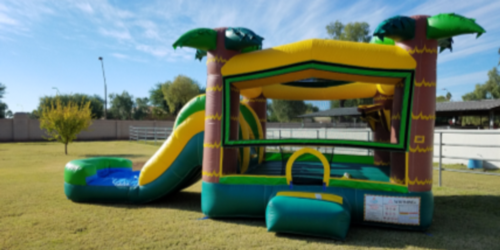 tropical Combo bounce house water slide