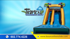 16 ft inflatable Tropical Water slide rental for Toddler and Adult in phoenix, scottsdale, chandler, mesa gilbert, arizona, az