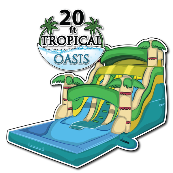 20 ft tropical water slide Oasis double lane(Available in 24 Ft, 20 Ft) in phoenix, scottsdale, chandler, mesa gilbert, arizona, az