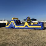 Double lane yellow n blue obstacle course rental