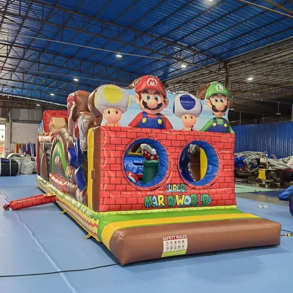 35ft Mario Brothers Obstacle Course Rental | Double Lane Inflatable Adventure - Image 5
