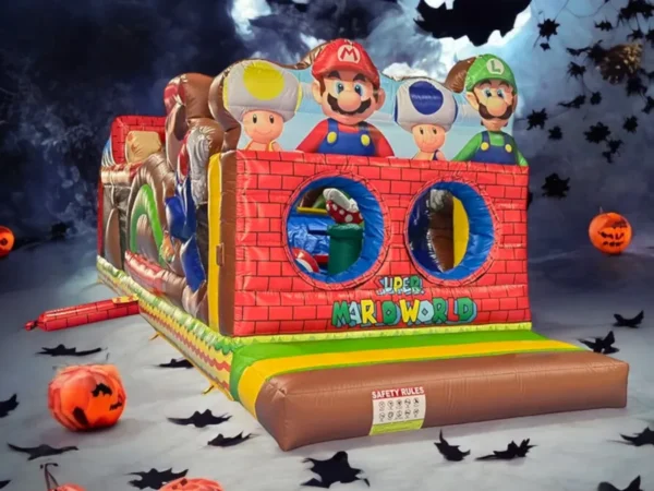 35ft Mario Brothers Obstacle Course Rental | Double Lane Inflatable Adventure - Image 2