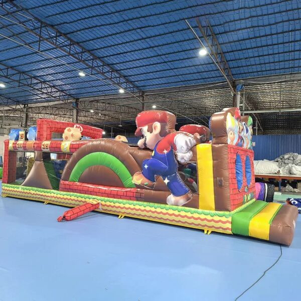 35ft Mario Brothers Obstacle Course Rental | Double Lane Inflatable Adventure - Image 3