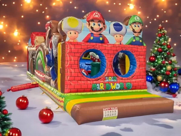 35ft Mario Brothers Obstacle Course Rental | Double Lane Inflatable Adventure - Image 6