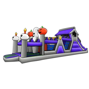 55 ft Halloween-Themed 3D Obstacle Course Rental – Double Lane Fun (Available for Overnight Use)