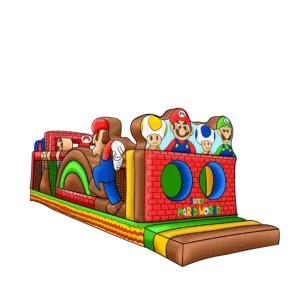 35ft Mario Brothers Obstacle Course Rental | Double Lane Inflatable Adventure