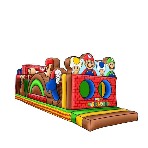 35ft Mario Brothers Obstacle Course Rental | Double Lane Inflatable Adventure