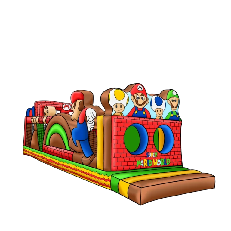 35ft Mario Brothers Obstacle Course Rental | Double Lane Inflatable Adventure